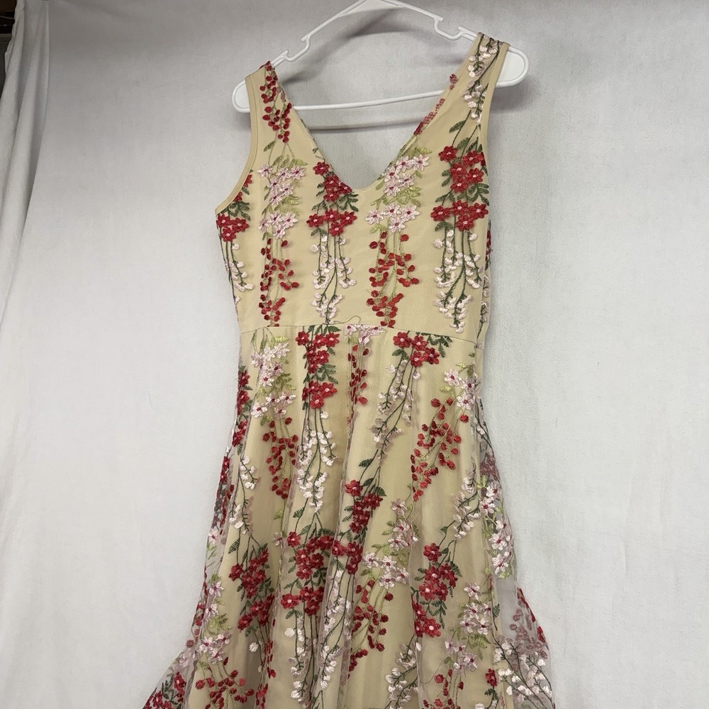 Floral Embroidery Sheer Mesh Illusion Cocktail/Wedding/Party/Prom/Evening Dress